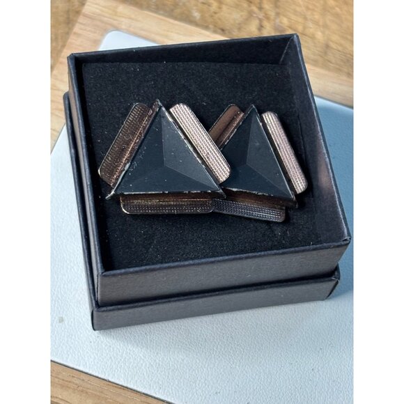 Vintage Copper & Black Geometric Cufflinks - Picture 10 of 10